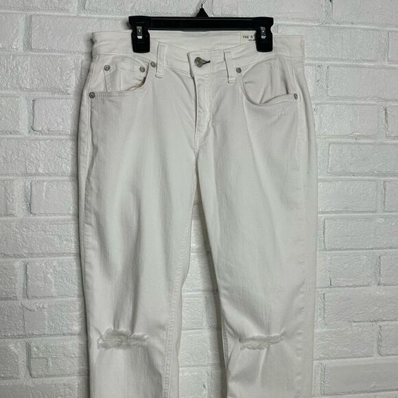 Rag & Bone Dre Low Rise Ankle Slim Boyfriend Jeans White Distressed size 26 - Picture 2 of 7